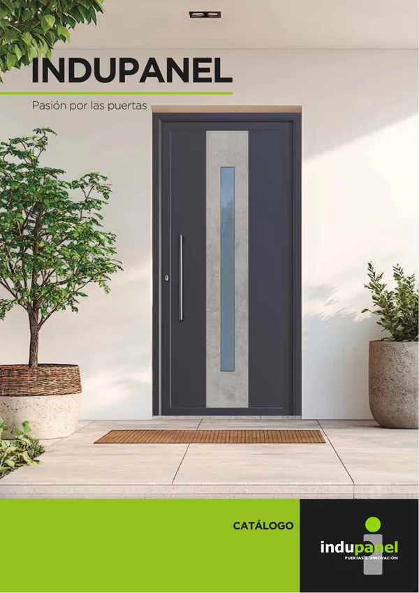 Portada del catálogo de paneles de puerta de Indupanel